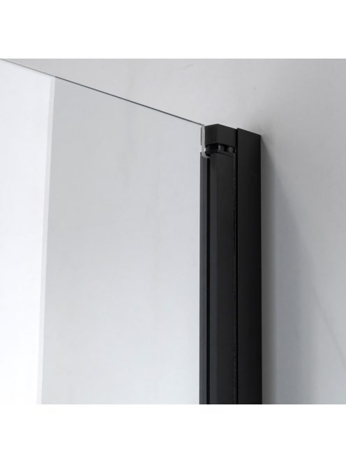Stuxi Bari Big Black 170 cm széles aszimmetrikus kétszárnyú nyíló zuhanyajtó (80+90 cm), 6 mm vízlepergető üveggel, matt fekete profillal, 195 cm magas