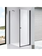 Stuxi Bari Black 80x120 aszimmetrikus nyílóajtós zuhanykabin 6 mm vízlepergető biztonsági üveggel, matt fekete