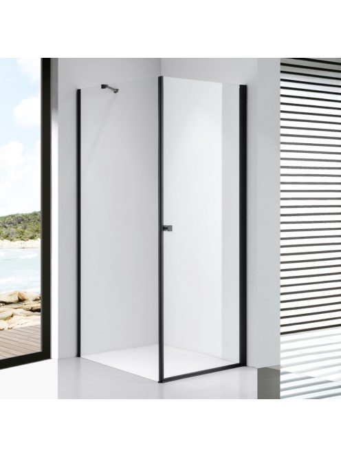 Stuxi Bari Black 80x120 aszimmetrikus nyílóajtós zuhanykabin 6 mm vízlepergető biztonsági üveggel, matt fekete