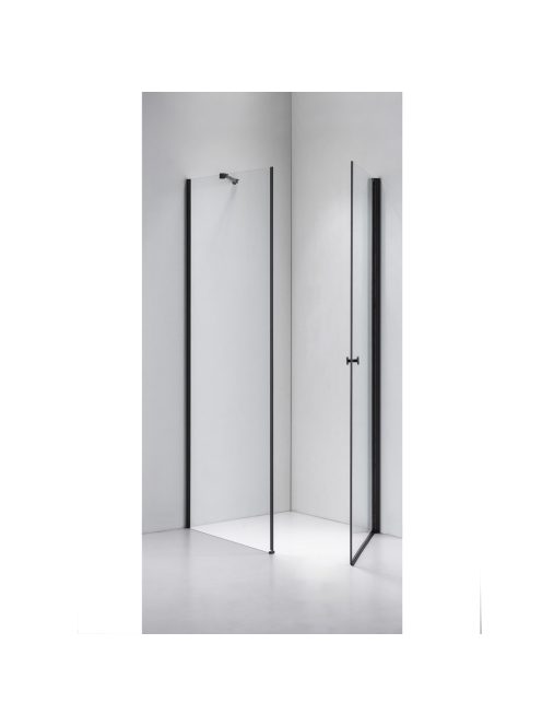 Stuxi Bari Black 80x80 cm szögletes nyílóajtós zuhanykabin, 6 mm vízlepergető üveggel, matt fekete elemekkel