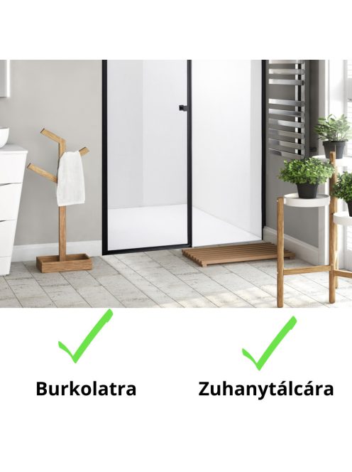 Stuxi Bari Fix Black 170 cm (80+90) széles nyíló zuhanyajtó fix fallal, 6 mm vízlepergető üveggel, matt fekete profillal, 195 cm magas