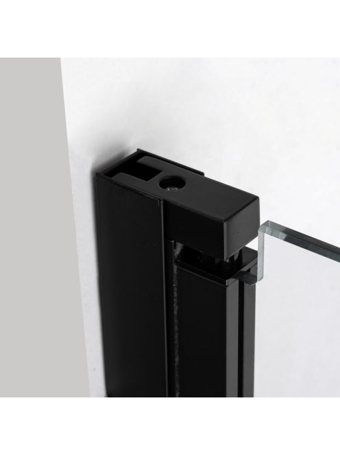 Stuxi Bari Fix Black 170 cm (80+90) széles nyíló zuhanyajtó fix fallal, 6 mm vízlepergető üveggel, matt fekete profillal, 195 cm magas