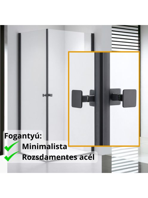 Stuxi Bari Duo Black 80x100 aszimmetrikus 2 nyíló ajtós zuhanykabin 6 mm vízlepergető biztonsági üveggel, matt fekete