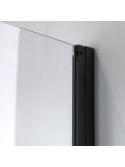 Stuxi Bari Big Black 190 cm széles aszimmetrikus kétszárnyú nyíló zuhanyajtó, 6 mm vízlepergető üveggel, matt fekete profillal, 195 cm magas