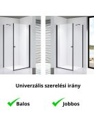 Stuxi Bari Black 90x70 aszimmetrikus nyílóajtós zuhanykabin 6 mm vízlepergető biztonsági üveggel, matt fekete