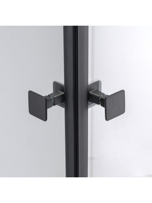 Stuxi Bari Duo Black 90x90 cm szögletes nyílóajtós zuhanykabin, 6 mm vízlepergető üveggel, matt fekete elemekkel