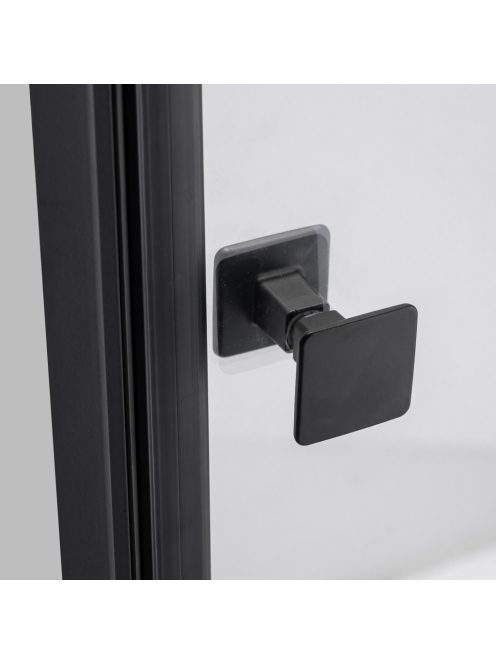 Stuxi Bari Black 90 cm széles egyszárnyú nyíló zuhanyajtó, 6 mm vízlepergető üveggel, matt fekete profillal, 195 cm magas