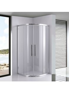   Stuxi Nizza 80x80 cm íves két tolóajtós zuhanykabin 6 mm vízlepergető biztonsági üveggel, króm elemekkel, 190 cm magas, zuhanytálcával és szifonnal