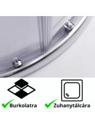 Stuxi Nizza 80x80 cm íves két tolóajtós zuhanykabin 6 mm vízlepergető biztonsági üveggel, króm elemekkel, 190 cm magas, zuhanytálcával és szifonnal