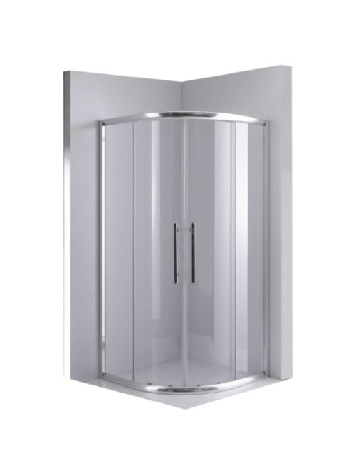 Stuxi Nizza 90x90 cm íves két tolóajtós zuhanykabin 6 mm vízlepergető biztonsági üveggel, króm elemekkel, 190 cm magas