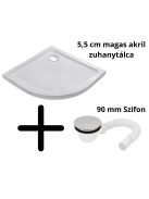Stuxi Nizza Black 80x80 cm íves két tolóajtós zuhanykabin 6 mm vízlepergető biztonsági üveggel, fekete elemekkel, 190 cm magas, zuhanytálcával és szifonnal
