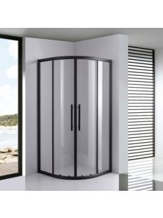   Stuxi Nizza Black 80x80 cm íves két tolóajtós zuhanykabin 6 mm vízlepergető biztonsági üveggel, fekete elemekkel, 190 cm magas