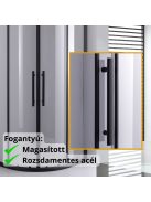 Stuxi Nizza Black 80x80 cm íves két tolóajtós zuhanykabin 6 mm vízlepergető biztonsági üveggel, fekete elemekkel, 190 cm magas