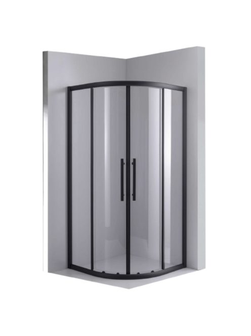 Stuxi Nizza Black 80x80 cm íves két tolóajtós zuhanykabin 6 mm vízlepergető biztonsági üveggel, fekete elemekkel, 190 cm magas