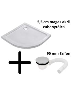   Stuxi Nizza Black 90x90 cm íves két tolóajtós zuhanykabin 6 mm vízlepergető biztonsági üveggel, fekete elemekkel, 190 cm magas, zuhanytálcával és szifonnal