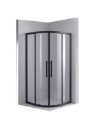 Stuxi Nizza Black 90x90 cm íves két tolóajtós zuhanykabin 6 mm vízlepergető biztonsági üveggel, fekete elemekkel, 190 cm magas