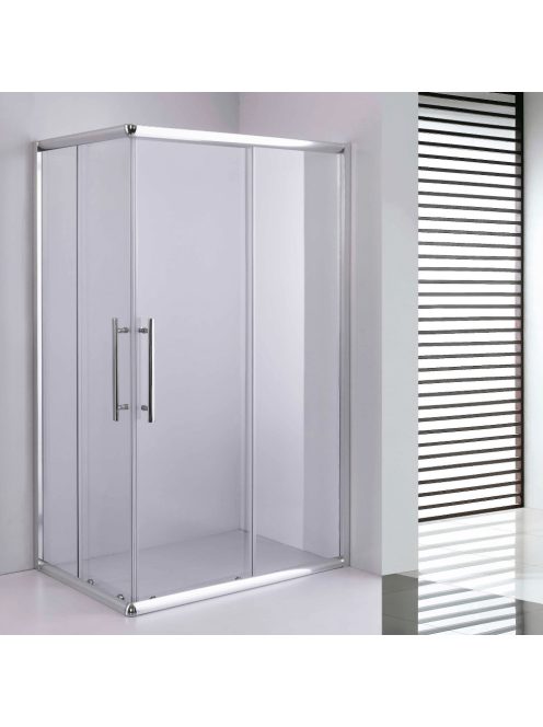 Stuxi Nizza 100x70 cm aszimmetrikus két tolóajtós zuhanykabin 6 mm vízlepergető biztonsági üveggel, króm elemekkel, 190 cm magas