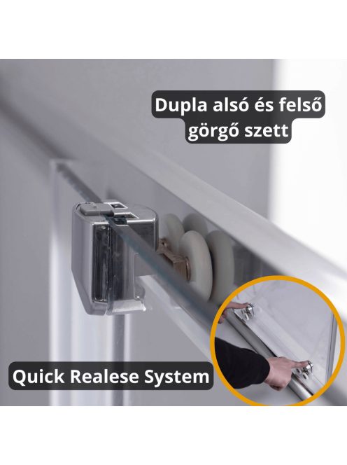 Stuxi Nizza 100x70 cm aszimmetrikus két tolóajtós zuhanykabin 6 mm vízlepergető biztonsági üveggel, króm elemekkel, 190 cm magas