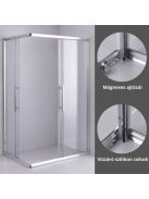 Stuxi Nizza 120x70 cm aszimmetrikus két tolóajtós zuhanykabin 6 mm vízlepergető biztonsági üveggel, króm elemekkel, 190 cm magas