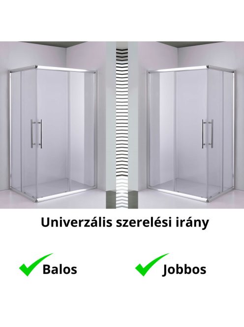 Stuxi Nizza 120x80 cm aszimmetrikus két tolóajtós zuhanykabin 6 mm vízlepergető biztonsági üveggel, króm elemekkel, 190 cm magas, zuhanytálcával és szifonnal