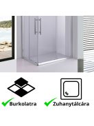 Stuxi Nizza 120x90 cm aszimmetrikus két tolóajtós zuhanykabin 6 mm vízlepergető biztonsági üveggel, króm elemekkel, 190 cm magas