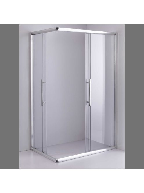 Stuxi Nizza 120x90 cm aszimmetrikus két tolóajtós zuhanykabin 6 mm vízlepergető biztonsági üveggel, króm elemekkel, 190 cm magas
