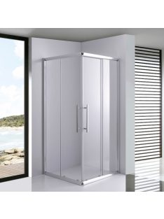   Stuxi Nizza 90x90 cm szögletes két tolóajtós zuhanykabin 6 mm vízlepergető biztonsági üveggel, króm elemekkel, 190 cm magas, zuhanytálcával és szifonnal