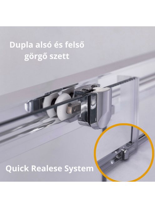 Stuxi Nizza 90x90 cm szögletes két tolóajtós zuhanykabin 6 mm vízlepergető biztonsági üveggel, króm elemekkel, 190 cm magas, zuhanytálcával és szifonnal