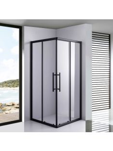   Stuxi Nizza Black 100x100 cm szögletes két tolóajtós zuhanykabin 6 mm vízlepergető biztonsági üveggel, fekete elemekkel, 190 cm magas