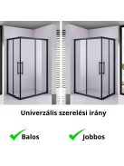 Stuxi Nizza Black 120x70 cm aszimmetrikus két tolóajtós zuhanykabin 6 mm vízlepergető biztonsági üveggel, fekete elemekkel, 190 cm magas