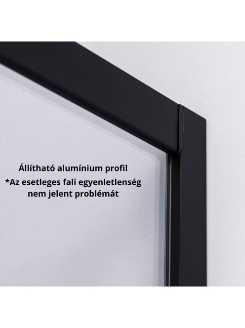 Stuxi Nizza Black 120x80 cm aszimmetrikus két tolóajtós zuhanykabin 6 mm vízlepergető biztonsági üveggel, fekete elemekkel, 190 cm magas, zuhanytálcával és szifonnal
