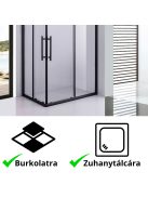 Stuxi Nizza Black120x90 cm aszimmetrikus két tolóajtós zuhanykabin 6 mm vízlepergető biztonsági üveggel, fekete elemekkel, 190 cm magas