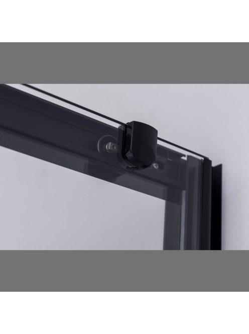 Stuxi Nizza Black120x90 cm aszimmetrikus két tolóajtós zuhanykabin 6 mm vízlepergető biztonsági üveggel, fekete elemekkel, 190 cm magas