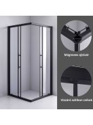Stuxi Nizza Black 70x70 cm szögletes két tolóajtós zuhanykabin 6 mm vízlepergető biztonsági üveggel, fekete elemekkel, 190 cm magas