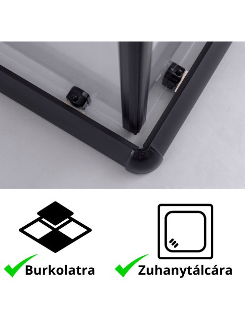 Stuxi Nizza Black 70x70 cm szögletes két tolóajtós zuhanykabin 6 mm vízlepergető biztonsági üveggel, fekete elemekkel, 190 cm magas