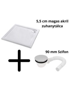   Stuxi Nizza Black 90x90 cm szögletes két tolóajtós zuhanykabin 6 mm vízlepergető biztonsági üveggel, fekete elemekkel, 190 cm magas, zuhanytálcával és szifonnal