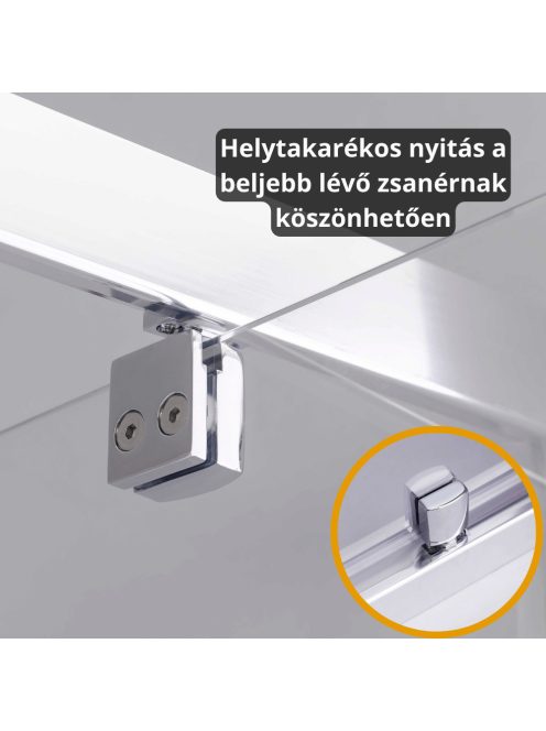 Stuxi Torino 110x90 aszimmetrikus szögletes nyílóajtós zuhanykabin 6 mm vízlepergető biztonsági üveggel, króm elemekkel, 200 cm magas