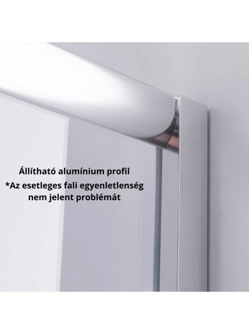 Stuxi Torino 110x90 aszimmetrikus szögletes nyílóajtós zuhanykabin 6 mm vízlepergető biztonsági üveggel, króm elemekkel, 200 cm magas