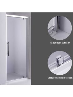   Stuxi Torino 120 cm széles nyílóajtós zuhanyajtó 6 mm vastag vízlepergető biztonsági üveggel, króm elemekkel, 200 cm magas