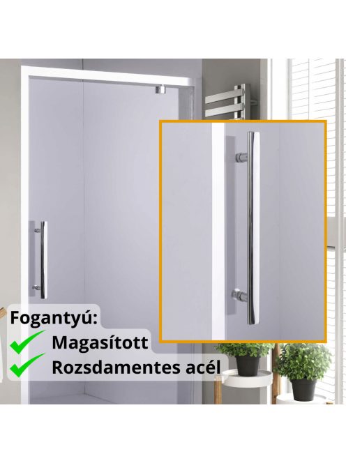 Stuxi Torino 120 cm széles nyílóajtós zuhanyajtó 6 mm vastag vízlepergető biztonsági üveggel, króm elemekkel, 200 cm magas
