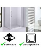 Stuxi Torino 70x100 aszimmetrikus szögletes nyílóajtós zuhanykabin 6 mm vízlepergető biztonsági üveggel, króm elemekkel, 200 cm magas