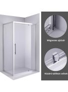 Stuxi Torino 80x80 szögletes nyílóajtós zuhanykabin 6 mm vízlepergető biztonsági üveggel, króm elemekkel, 200 cm magas