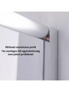 Stuxi Torino 80x90 aszimmetrikus szögletes nyílóajtós zuhanykabin 6 mm vízlepergető biztonsági üveggel, króm elemekkel, 200 cm magas