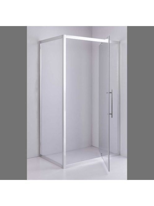 Stuxi Torino 90x80 aszimmetrikus szögletes nyílóajtós zuhanykabin 6 mm vízlepergető biztonsági üveggel, króm elemekkel, 200 cm magas
