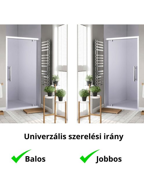 Stuxi Torino 90 cm széles nyílóajtós zuhanyajtó 6 mm vastag vízlepergető biztonsági üveggel, króm elemekkel, 200 cm magas