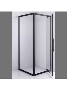   Stuxi Torino Black 100x100 szögletes nyílóajtós zuhanykabin 6 mm vízlepergető biztonsági üveggel, fekete elemekkel, 200 cm magas