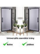 Stuxi Torino Black 110 cm széles nyílóajtós zuhanyajtó 6 mm vastag vízlepergető biztonsági üveggel, fekete elemekkel, 200 cm magas