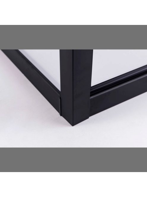 Stuxi Torino Black 120x80 aszimmetrikus szögletes nyílóajtós zuhanykabin 6 mm vízlepergető biztonsági üveggel, matt fekete elemekkel, 200 cm magas