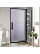 Stuxi Torino Black 120 cm széles nyílóajtós zuhanyajtó 6 mm vastag vízlepergető biztonsági üveggel, fekete elemekkel, 200 cm magas