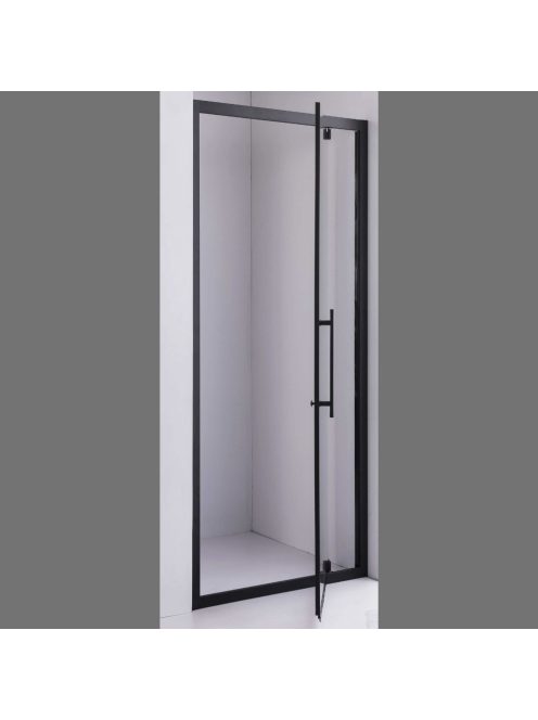 Stuxi Torino Black 70/80/90/100/110/120 cm széles nyílóajtós zuhanyajtó 6 mm vastag vízlepergető biztonsági üveggel, fekete elemekkel, 200 cm magas
